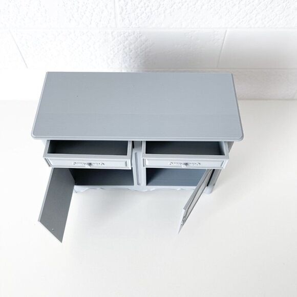 Barbie Miniature Dollhouse Gray French Cabinet Sideboard 1:6 Scale 3D Printed - Picture 5 of 6